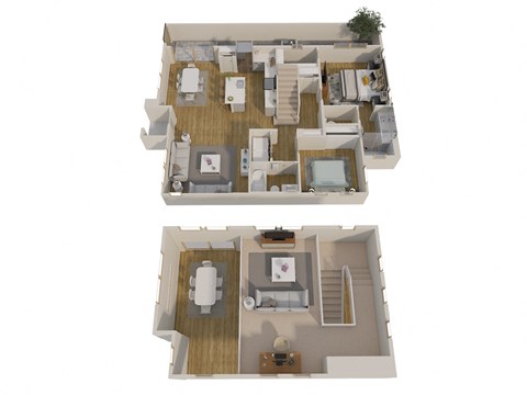 Floor plan for 2 beds, 2 baths, 1417 sqft